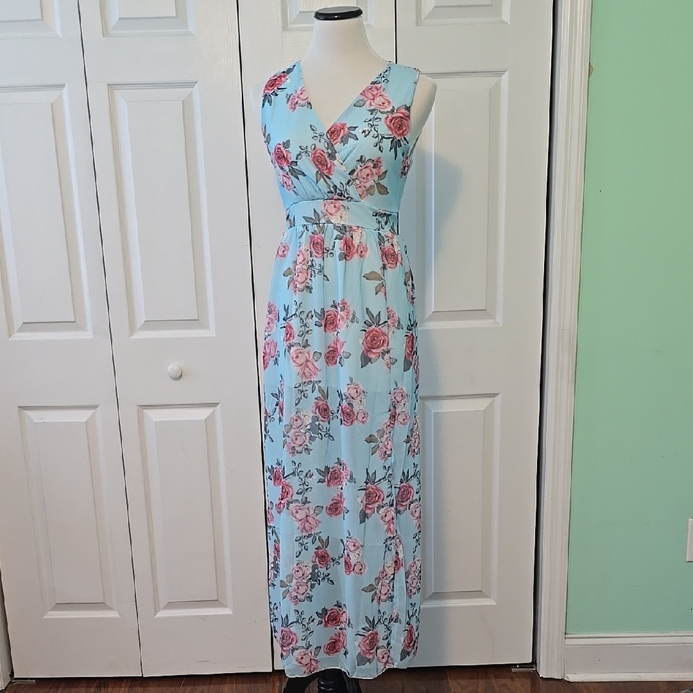 Floral Blue Maxi Dress